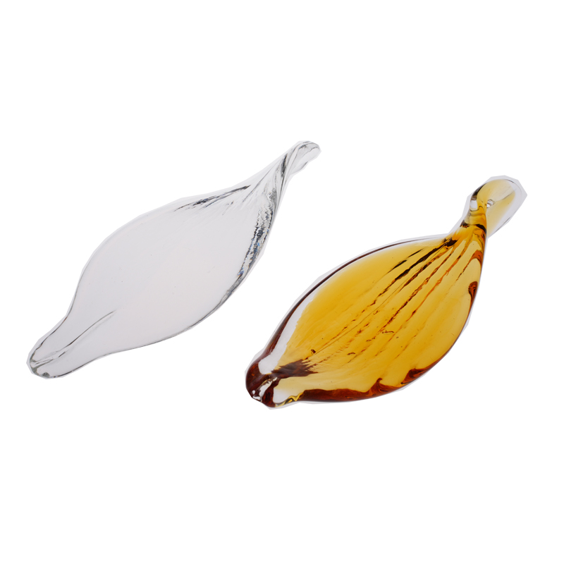 Artisan Hand-Blown Glass Leaf Lampshade - Transparent & Amber Yellow