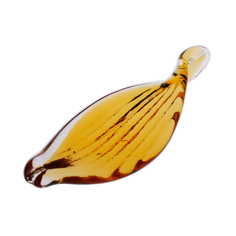 Artisan Hand-Blown Glass Leaf Lampshade - Transparent & Amber Yellow - Image 5