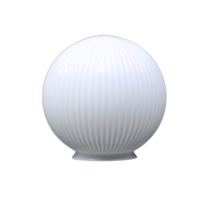 Hand Blown 8Inch Round Ribbed Opal White Glass Globe Lamp Shade Replacement