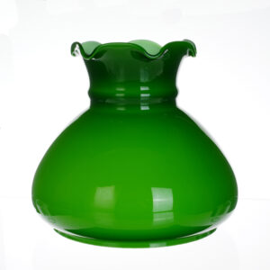 Hand Blown Green Glass Lamp Shade - Vintage Tulip Flower Bud Design, Ruffled Edge Pendant Light Shade for Table & Ceiling Lamps