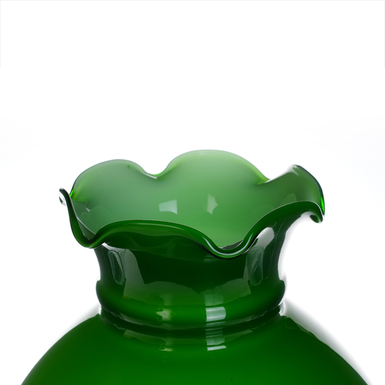 Hand Blown Green Glass Lamp Shade - Vintage Tulip Flower Bud Design, Ruffled Edge Pendant Light Shade for Table & Ceiling Lamps - Image 3