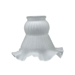 Vintage Frosted Ruffled Glass Lamp Shades with Scalloped Edge