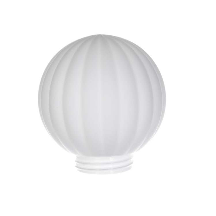 Mouth Blown Ribbed White Frosted Opal Matte Globe Ceiling Light Lamp Shade with Screw Thread - Image 3