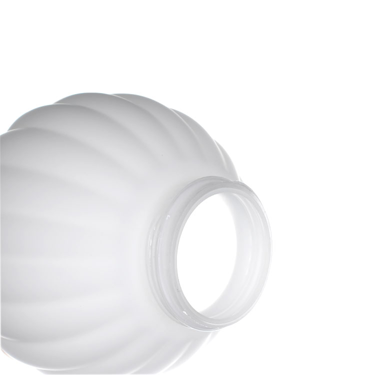 Mouth Blown Ribbed White Frosted Opal Matte Globe Ceiling Light Lamp Shade with Screw Thread - Image 4