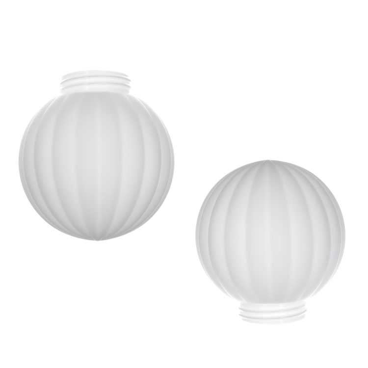 Mouth Blown Ribbed White Frosted Opal Matte Globe Ceiling Light Lamp Shade with Screw Thread - Image 2