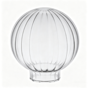Clear Ribbed Glass Globe Lamp Shade Replacement, Vertical Striped Glass Light Cover with Screw Base for Pendant Light Chandelier