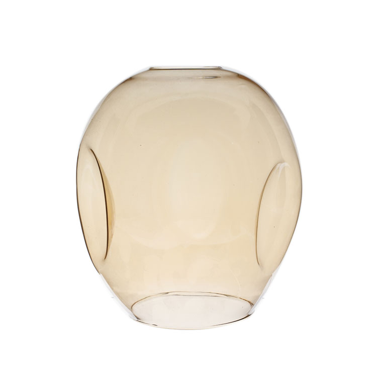 Hand Blown Amber Borosilicate Glass Globe Lamp Shade – Vintage Dimpled Design