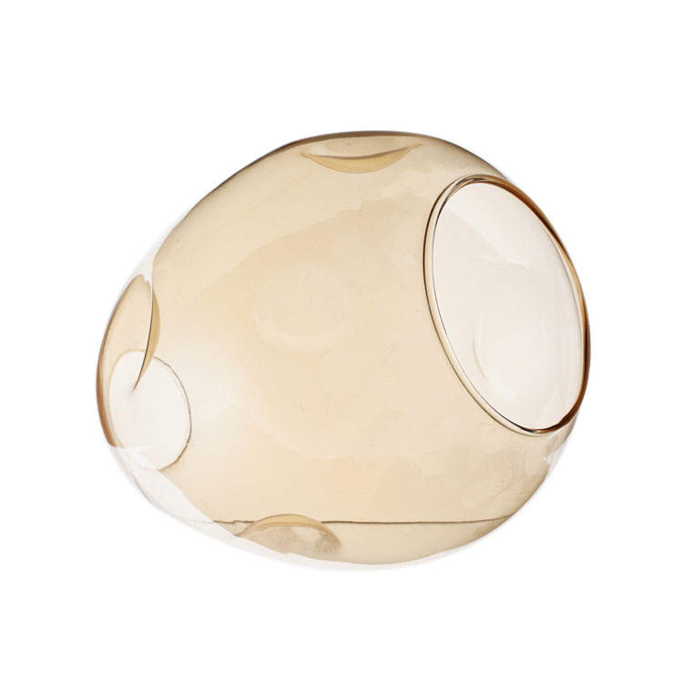 Hand Blown Amber Borosilicate Glass Globe Lamp Shade – Vintage Dimpled Design - Image 3