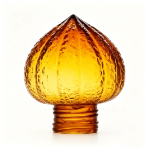Amber Onion Glass Lamp Shade Replacement, Vintage Peach Shape Glass Light Cover with Threaded Base for Table Lamp Pendant Light