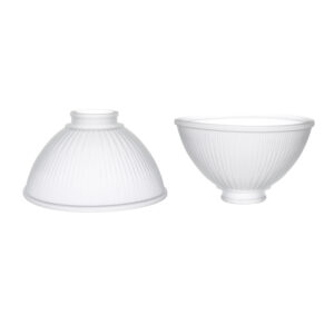 Ribbed Frosted Glass Lamp Shade Pressed Glass Reflector for Industrial Vintage Lighting