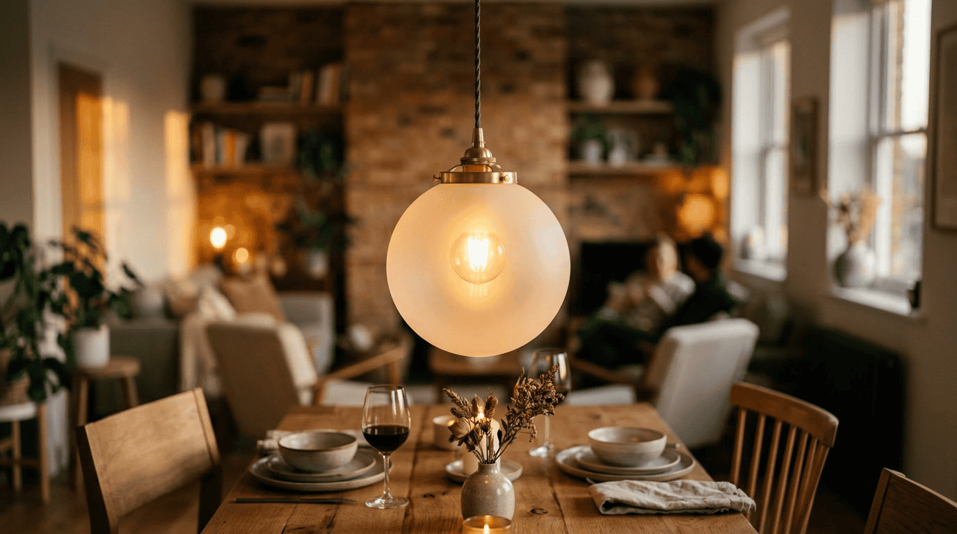 Aplicações do soquete E27 — luminária pendente de vidro, lanterna externa e instalação de luminária de mesa DIY