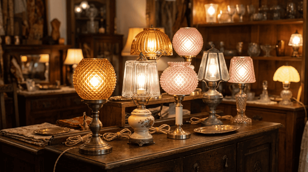 Collection of handcrafted glass lampshades for stylish lighting solutions.