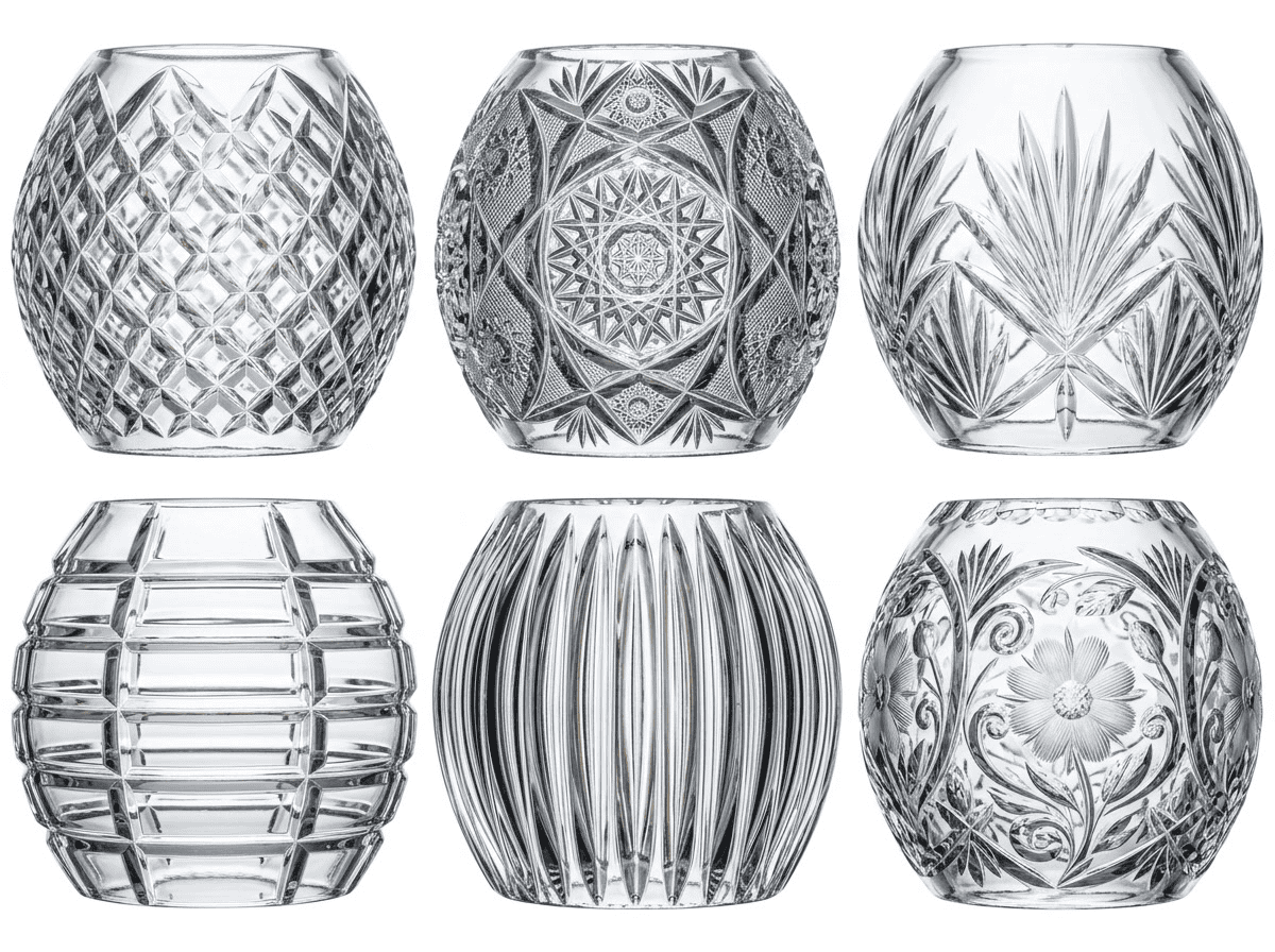 Beautiful cut glass lampshades for decorative lighting and home decor.
