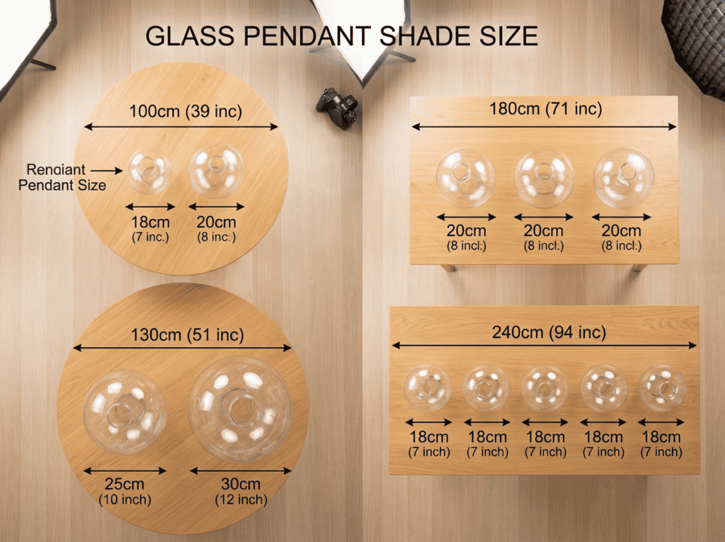 High-quality glass pendant shade for modern lighting designs, available in various sizes for home an.