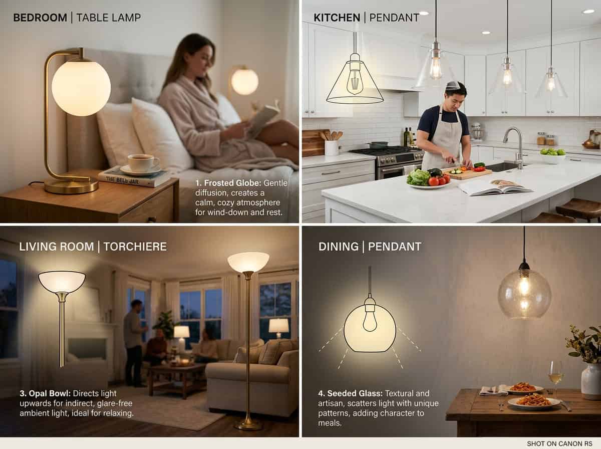 High-quality glass lampshades for home and commercial lighting, crafted by leading manufacturer. Per.