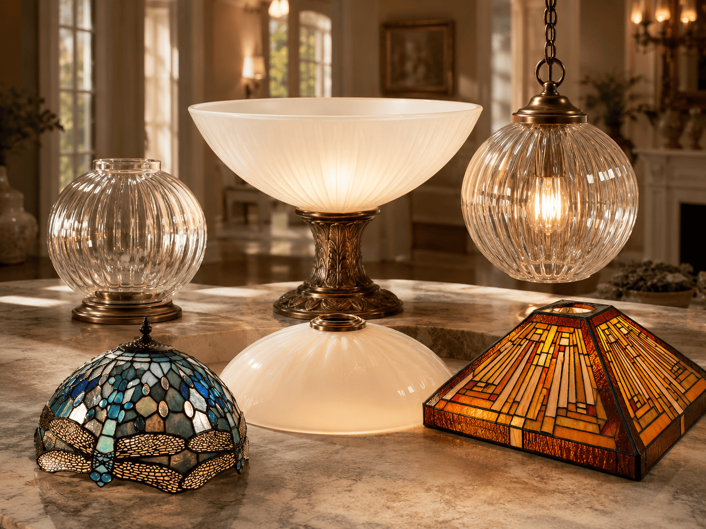 Glass lampshade manufacturer specializing in high-quality, handcrafted designs for elegant lighting.
