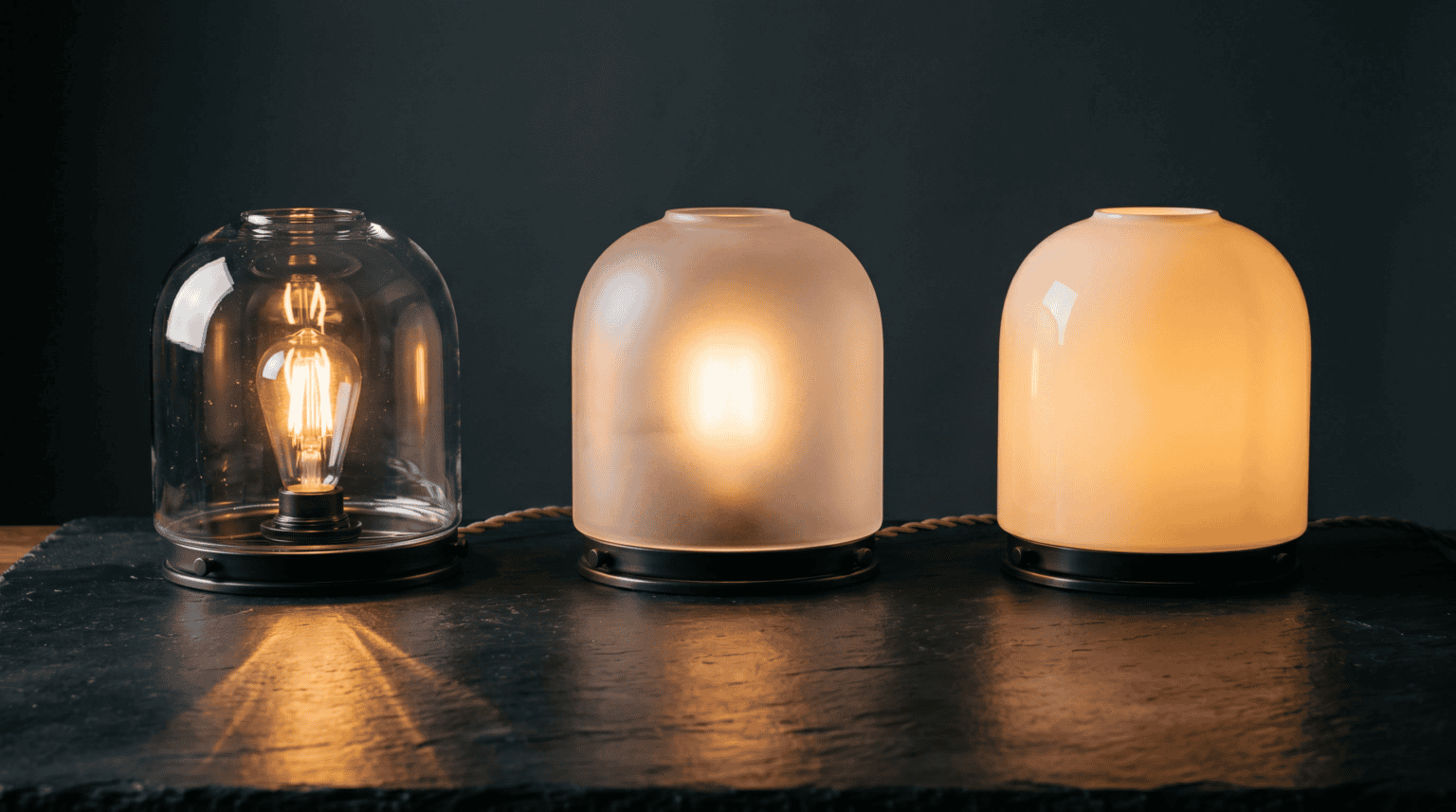 Cúpula de vidro com brilho quente, ideal para decoração de interiores e soluções de iluminação. Cúpulas de vidro personalizadas.