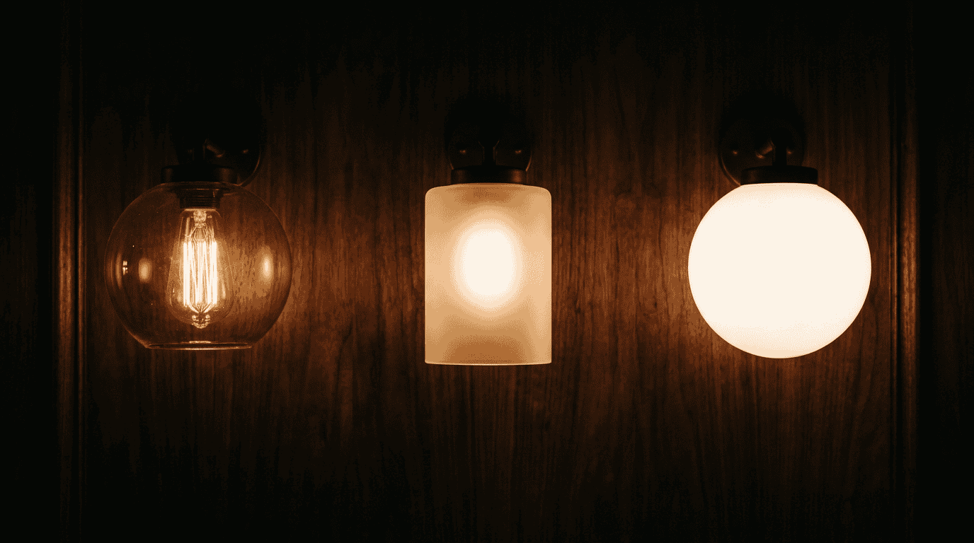 Moderne Glaslampenschirme mit warmem Licht, ideal für Wohn- und Geschäftseinrichtungen.