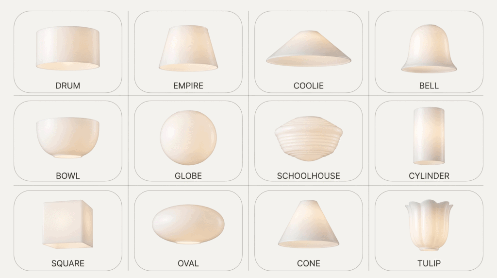 Lampshade Shapes: Visual Glossary of 12 Glass Shade Types
