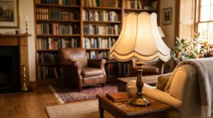 scalloped lampshade table lamp traditional living room