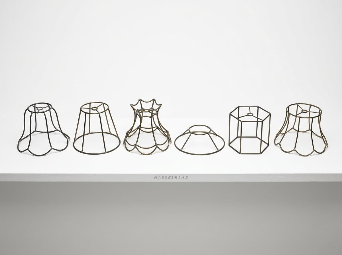 Various glass lampshade wireframes displayed on a white background.