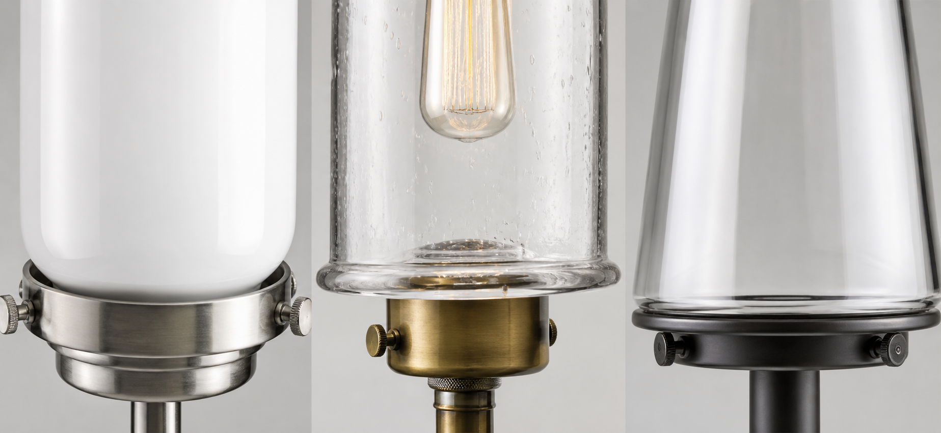 Fonctions cachées, de contact et exposées du bord d’abat-jour en verre