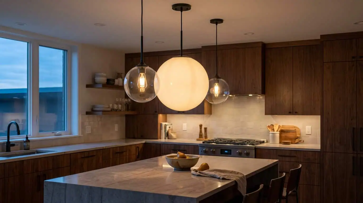 Globe lampshade group with clear and opal glass