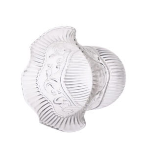 Clear glass globe lamp shade with intricate seeded design and ribbed texture.