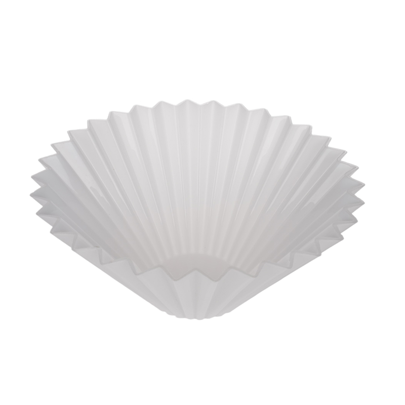 Mouth Blown Opal Shiny White Umbrella-shaped Striped Glass Lampshade - Imagen 2