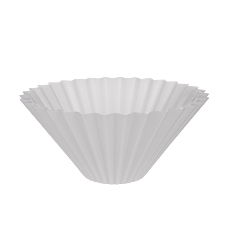 Mouth Blown Opal Shiny White Umbrella-shaped Striped Glass Lampshade - Imagen 3