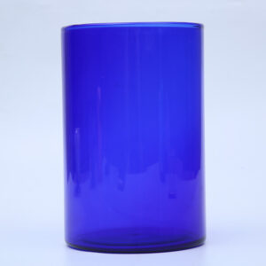 Hand Blown Blue Cylindrical Glass Shade Straight Open Top Glass Cover for Lamp Candle Home Decoration