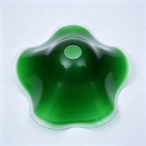 Hand blown green cased glass lampshade for home pendant lighting.