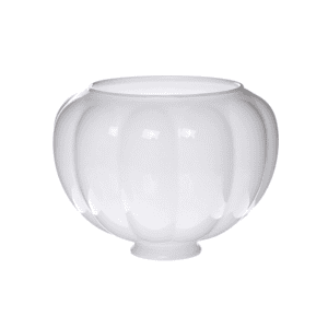 White opal glass lampshade with pumpkin ribbed design for elegant lighting.