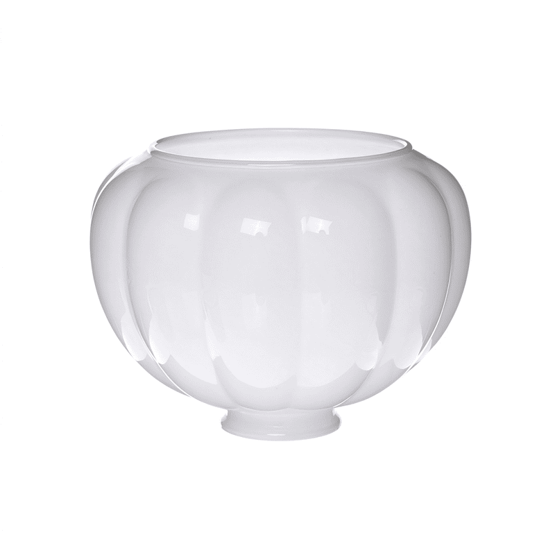 White opal glass lampshade with pumpkin ribbed design for elegant lighting.