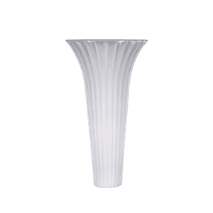 Abajur de vidro branco opalino elegante com design ripado para decoração de casa.