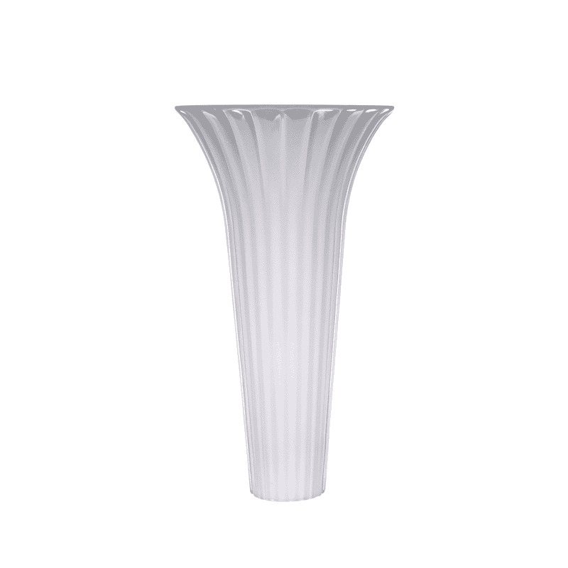 Abajur de vidro branco opalino elegante com design ripado para decoração de casa.