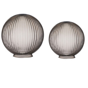 Smoky Grey Ribbed Mouth Blown Glass Globe Lamp Shade Replacement