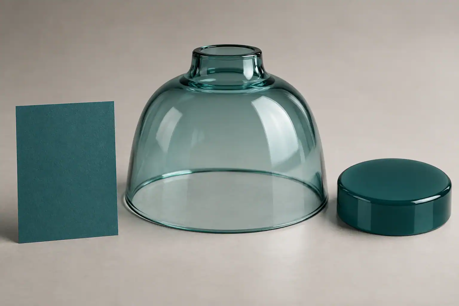 Paper chip, transparent curved glass and opaque glass compared