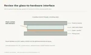 Diagramma dell'interfaccia hardware e dell'assemblaggio del paralume di vetro.