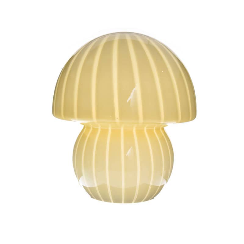 Pastel ribbed mushroom glass lampshade for table pendant lighting.