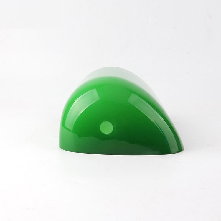 Green glass lamp shade for desk or reading lamp, vintage style.