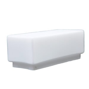 Pantalla de vidrio rectangular mate blanca para luminarias.