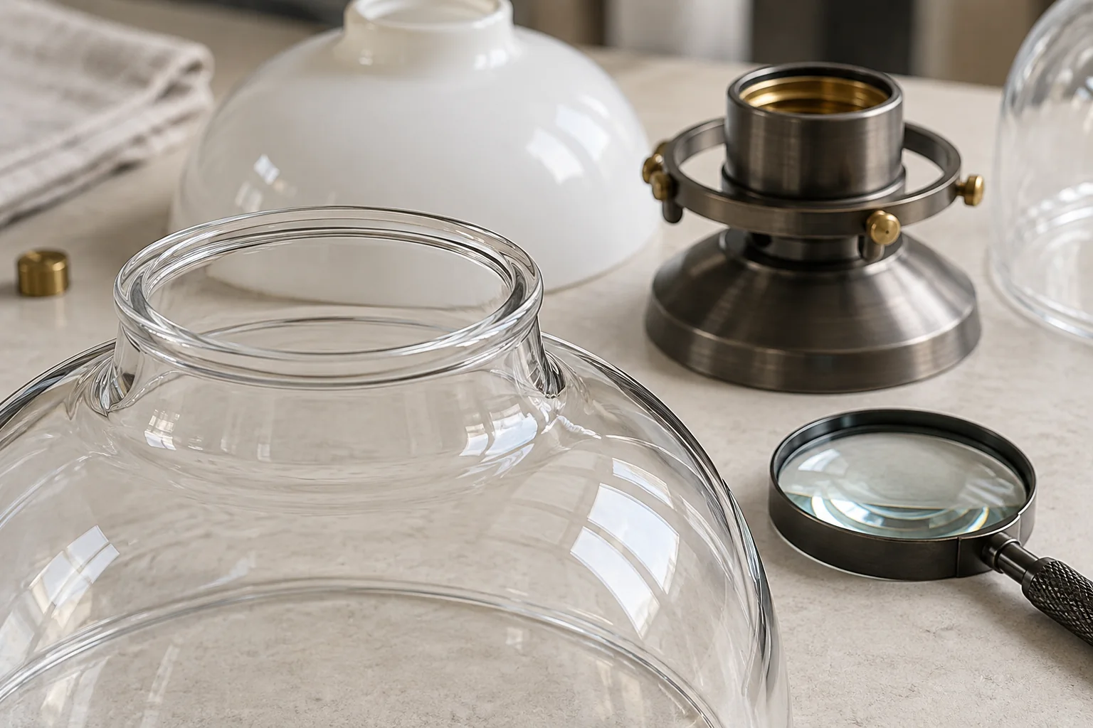 Glass opening edge and separate holder prepared for acceptance review